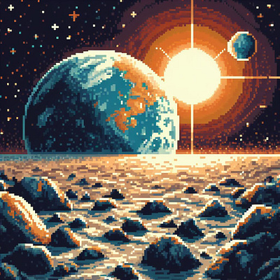 AI Generated Illustration of Space ai illustration low poly planet space