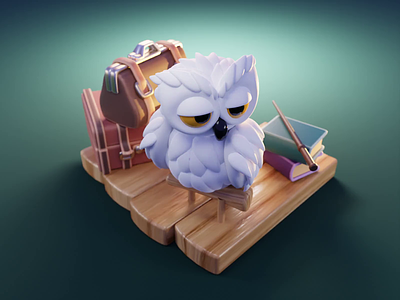 Snow Owl Tutorial 3d animal blender cartoon character diorama harry potter hedwig illustration owl render tutorial