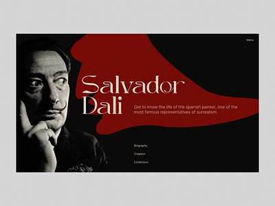 Main screen of the website, the exhibition of Salvador Dali art design gallery exhibition figma gallery illustration salvador dali webdesign website