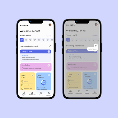 Sojourn Educational Dashboard branding graphic design homepage planner ui ux