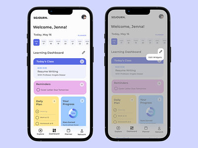 Sojourn Educational Dashboard branding graphic design homepage planner ui ux