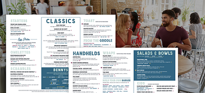 Menu Design for a New Location of a Brunch Restaurant Chain graphic design layout design menu design print design