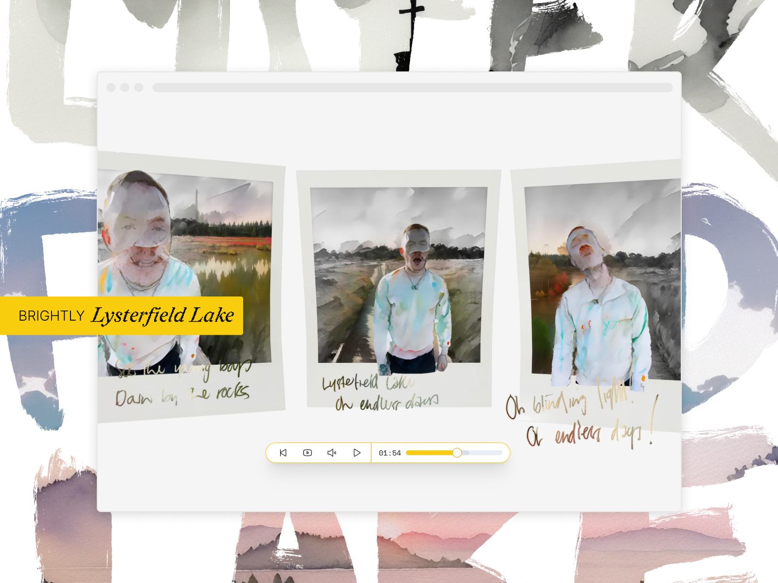 Lysterfield Lake ai animation art branding creative coding experimental generative ai illustrative music video navigation polaroids