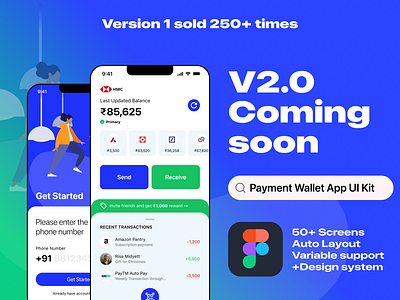Payment Wallet App UI Kit - Version 2.0 [Coming soon] auto layout design system figma ui kit figma variable support free download payment kit for figma payment wallet