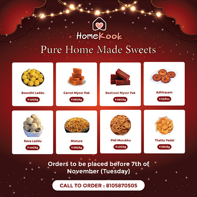 HomeKook Diwali Menu branding
