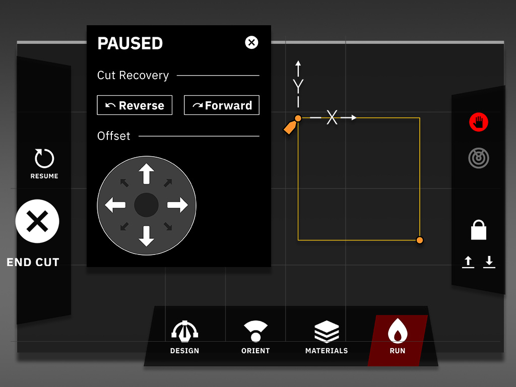 CNC Machine Touchscreen Tablet Interface android android app app black concept control creative dark mode digital hmi icon interface menu minimal nav product design touchscreen ui uiux ux
