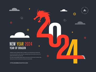Free Happy New Year 2024 Template 2024 2024 design 2024 template branding design dragon free free template freebies new year new year 2024 print template