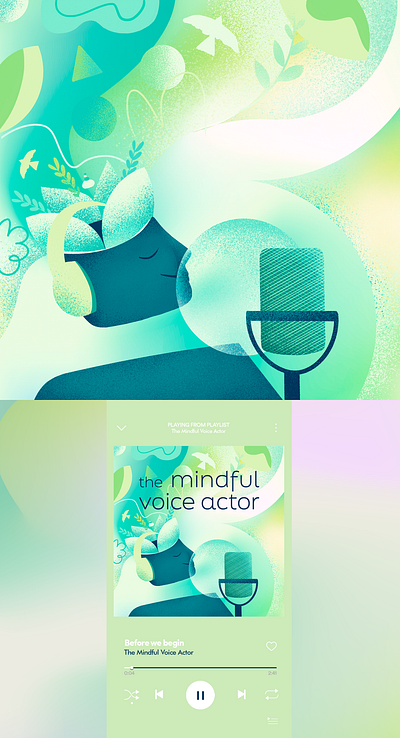 The Mindful Voice Actor podcast cover illustration cover illustration illustration podcast podcast cover podcast illustration