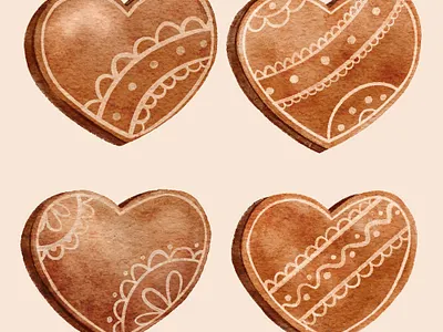 Watercolor Heart Gingerbread art christmas digital art illustration procreate