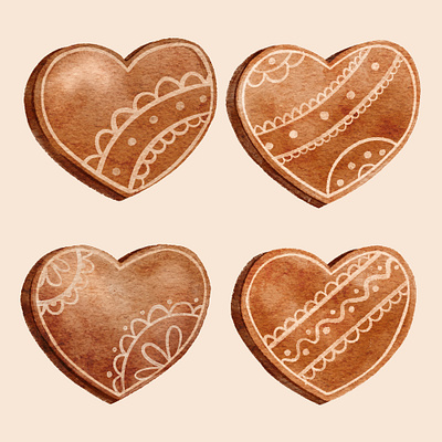 Watercolor Heart Gingerbread art christmas digital art illustration procreate