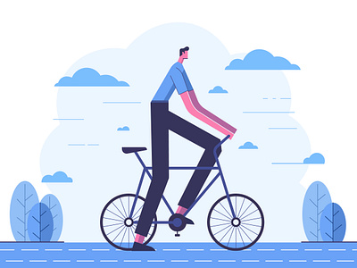 Man Enjoying Cycling Flat Illustration lifestyle illustration