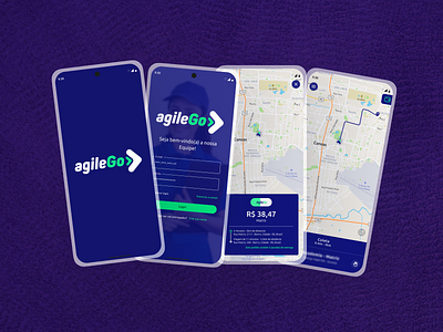 Criação do app agileGo Protótipo alta fidelidade app branding design figma logo mobile ui ux