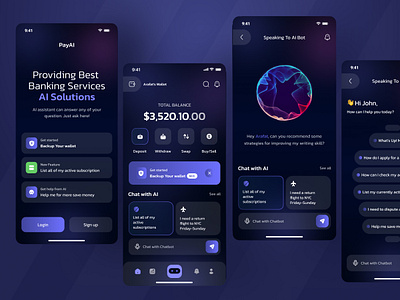Banking with Chat-AI ai ai assistant app artificial intelligent banking banking app chatbot chatgpt digital banking ewallet finance fintech minimal design mobile app one payment ui ux visual interface wallet wallet app