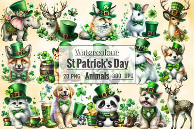 Watercolour St Patrick's Day Animals farm animals png