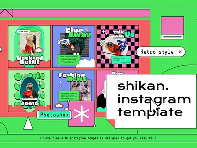 Shikan Retro Instagram Template branding graphic design instagram instagram banner instagram post instagram post template instagram posts instagram posts template instagram stories instagram stories template instagram story instagram story template instagram template instagram templates social media social media banner social media pack social media templates socialmedia ui