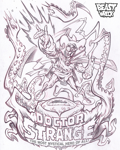 DOCTOR STRANGE Licensed T-Shirt design pencil drawing disney doctor strange marvel marvel comics superhero