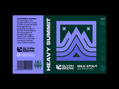 Glyph Beer 17 alpine alps beer beer label emblem icon logo mountain mountaintop nature packaging ski skiing slope snow stars stout summit symbol winter