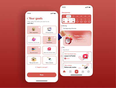 GOALINO application branding goal learning plan planning red task ui