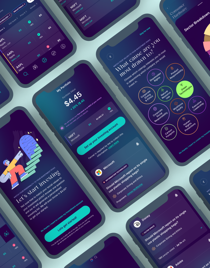 Fennel Brokerage Onboarding app fintech mobile app onboarding ui userflow ux visual design wireframes