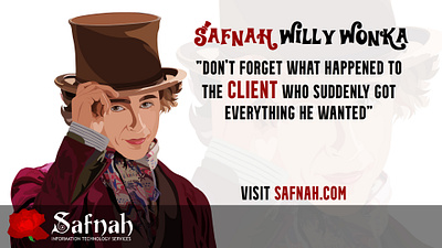 Safnah Willy Wonka poster & website banner after effect animation banner digital art drawing graphic design iraq best company logo design motion graphics poster safnah safnah.com svg timothée hal chalamet vector art vector design web design web hosting willy wonka movie