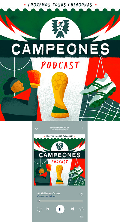 Campeones podcast cover cover illustration illustration podcast cover