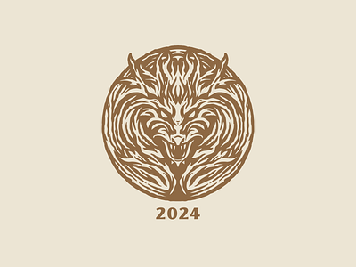 Wood dragon 2024 dragon illustration logo logotype nature tree wood zoo