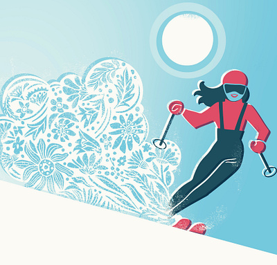 Powder Puff alpine branding chairlift downhill graphic design illustration logo mountain outdoor powder skiing skis snow snowboarding winter winter sports