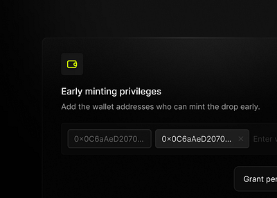 Early Miniting Privileges crypto daily minting ui web2 web3