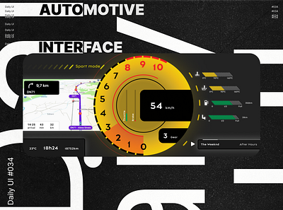 Daily UI 034 - Automotive Interface alpine automotive branding car cars challenge daily dailyui dailyuichallenge design ferrari fuel graphic design interface modern red speedometer ui ux yellow