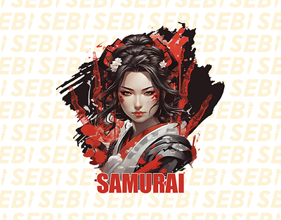 Scarlet Ronin - Anime Samurai Girl in Bold Red T-Shirt anime design anime japanese anime poster anime samurai girl design anime samurai girl t shirt anime style design dark and bold design illustration japanese t shirt red black red hues on clothing stylish anime tee t shirt design