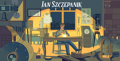 Jan Szczepanik mural engeneer illustration inventor mural science steampunk technology