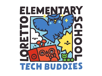 Tech Buddies T-Shirt branding cute design doodle friends graphic design illustration japanese kawaii lettering loretto robot school t shirt design tech buddies tshirt typography