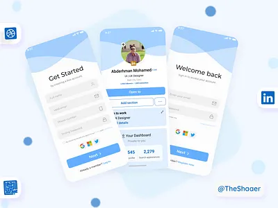 Linked in App Redesign - Authentication app design home illustration linkedin login signup splash ui ux
