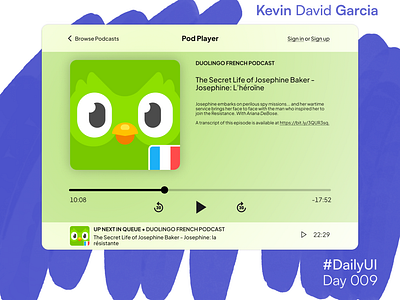 #DailyUI Day 9: Music Player dailyui media player podcast