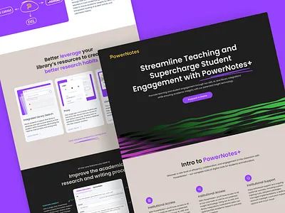 PowerNotes+ ai branding dark mode futuristic interface landing page product ui web design