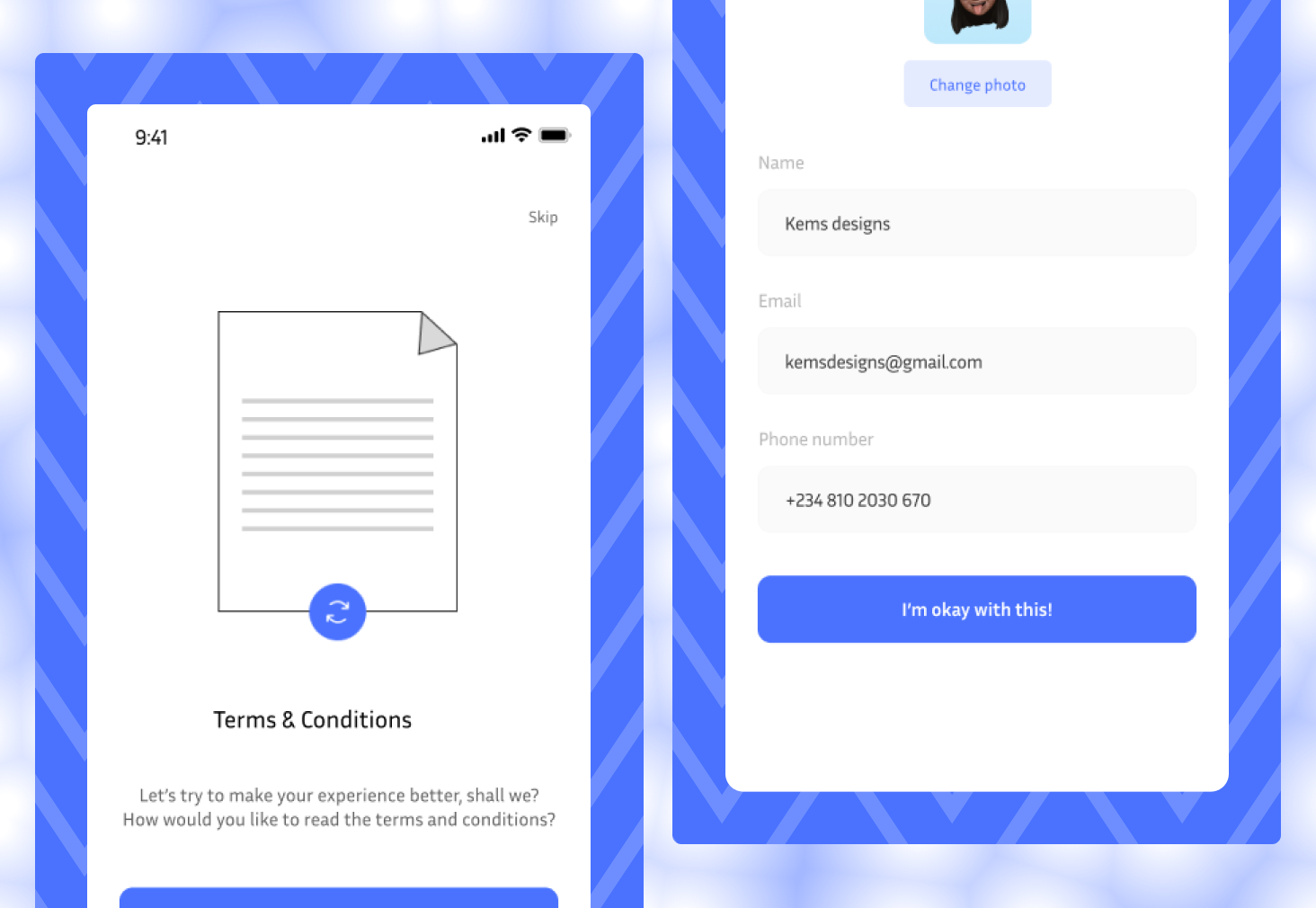 Terms & Conditions screens by Kems Designs on Dribbble