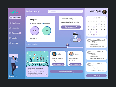 Dashboard for students and teachers for IT School Smart dashboard design it school table ui ui design ux design