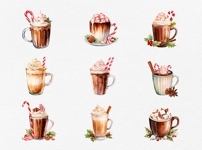 Christmas coffee drinks app graphic design illustration ui