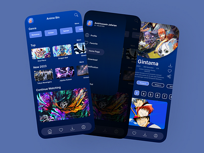 Anime Bin animation anime anime app graphic design mobile app movie movie app one piece ui