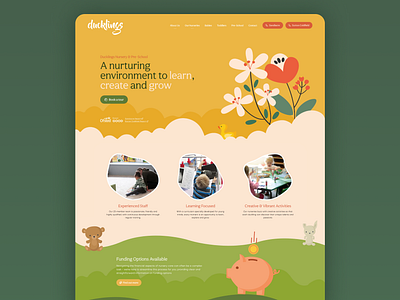 Ducklings Nursery children illustration kindergarten nursery school ui web web design