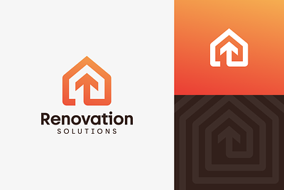 Renovation Solutions arrow construction home house icon logo logomark logotype modern simple