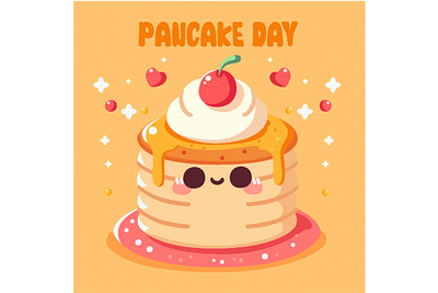Flat Pancake Day Illustration bread breakfast cake chocolate day ice cream illustration milk pancake recipe vector waffle