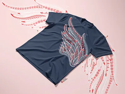 Wings folk art illustration mezen painting ornament t shirt design vector wings мезенская