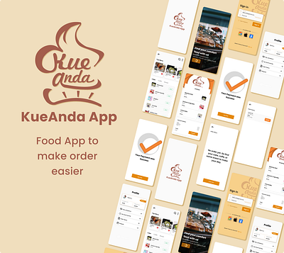 KueAnda Food App app cake design easy food free graphic design illustration kue logo mobile portfolio ui