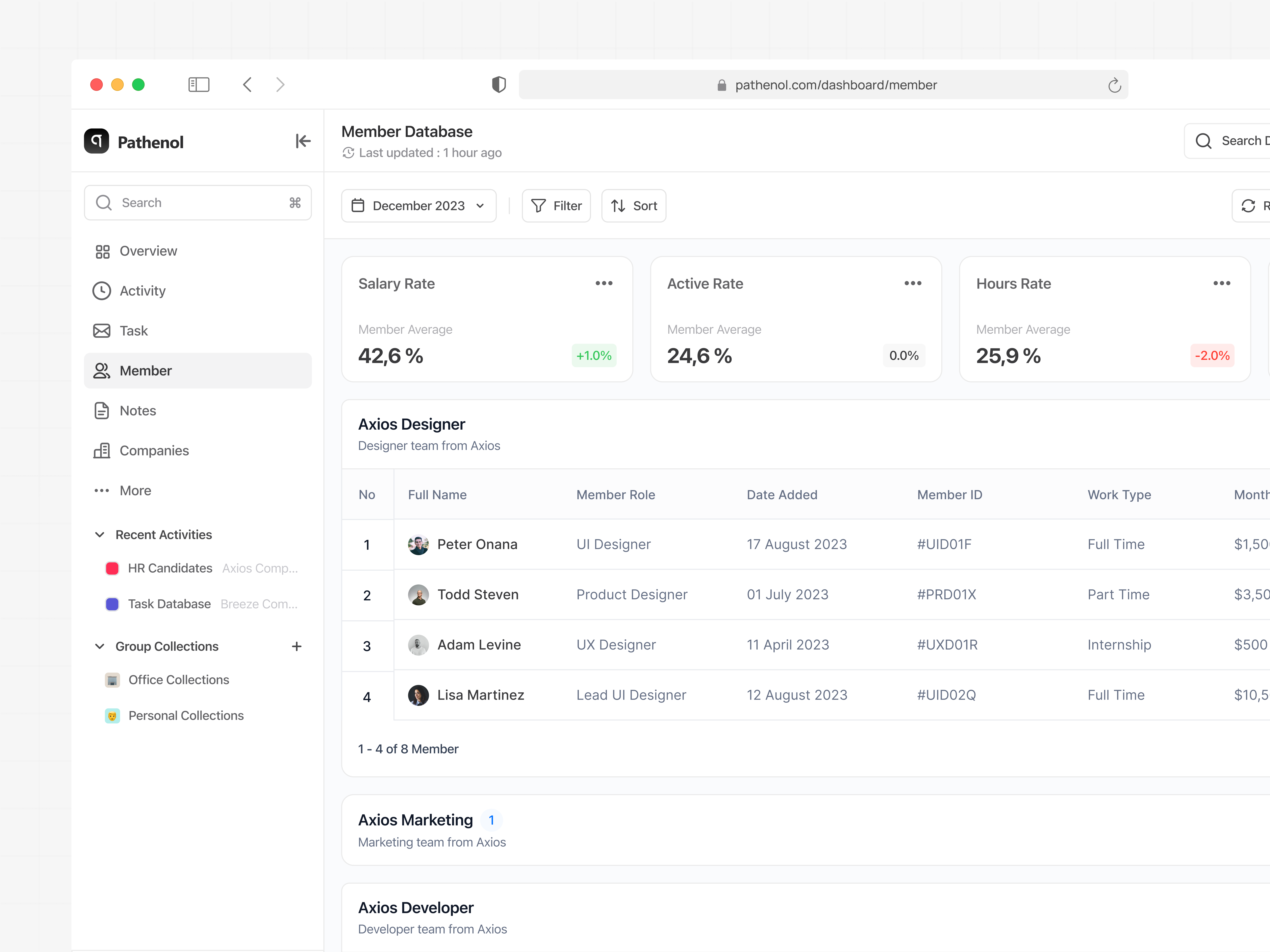 Pathenol - Company Database SaaS Web admin clean crm dashboard design grid hr hr management hr saas hr tool list product design saas table tracking ui web web app web design webapp
