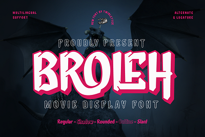 Broleh - Movie Display Font action cinema cinematography display dramatic entertainment film font headline hero hollywood movie poster show theater