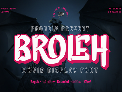 Broleh - Movie Display Font action cinema cinematography display dramatic entertainment film font headline hero hollywood movie poster show theater