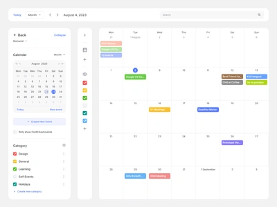 Calendar Time Table Management application colorful desktop google style productivity time timemanagement timetable todolist ui uidesign uiux webapp website