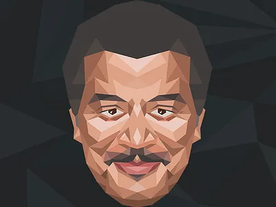 Poly NDT flat graphic design illustration neil degrasse tyson polygon science