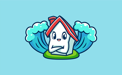 protect the house from flooding branding cartoon cute illustration cute mascot graphic design home home illustration home logo home protection house illustration logo logo cartoon logo illustration logo mascot mascot simple cartoon simple illustration simple mascot vector illustration